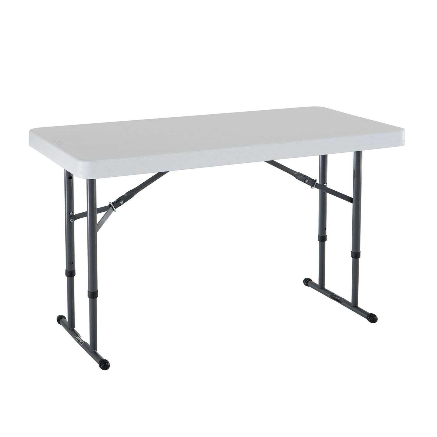 LIFETIME 80160 Commercial Height Adjustable Folding Utility Table, 4 Feet, White Granite & Iceberg iGear Stretch Fabric Table Cover, Fits 4' Table, Polyester/Spandex, Black, 24" W x 48" L