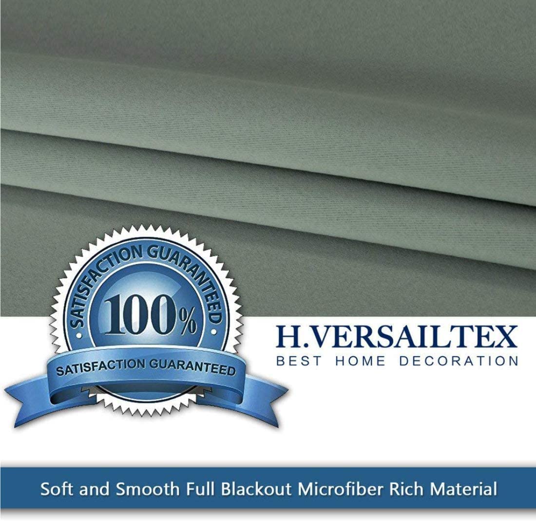 H.VERSAILTEX Blackout Patio Curtains 100 x 96 Inches for Sliding Door Extral Wide Blackout Curtain Panels Thermal Insulated Room Divider - Grommet Top, 8' Tall by 8.5' Wide - Light Sage