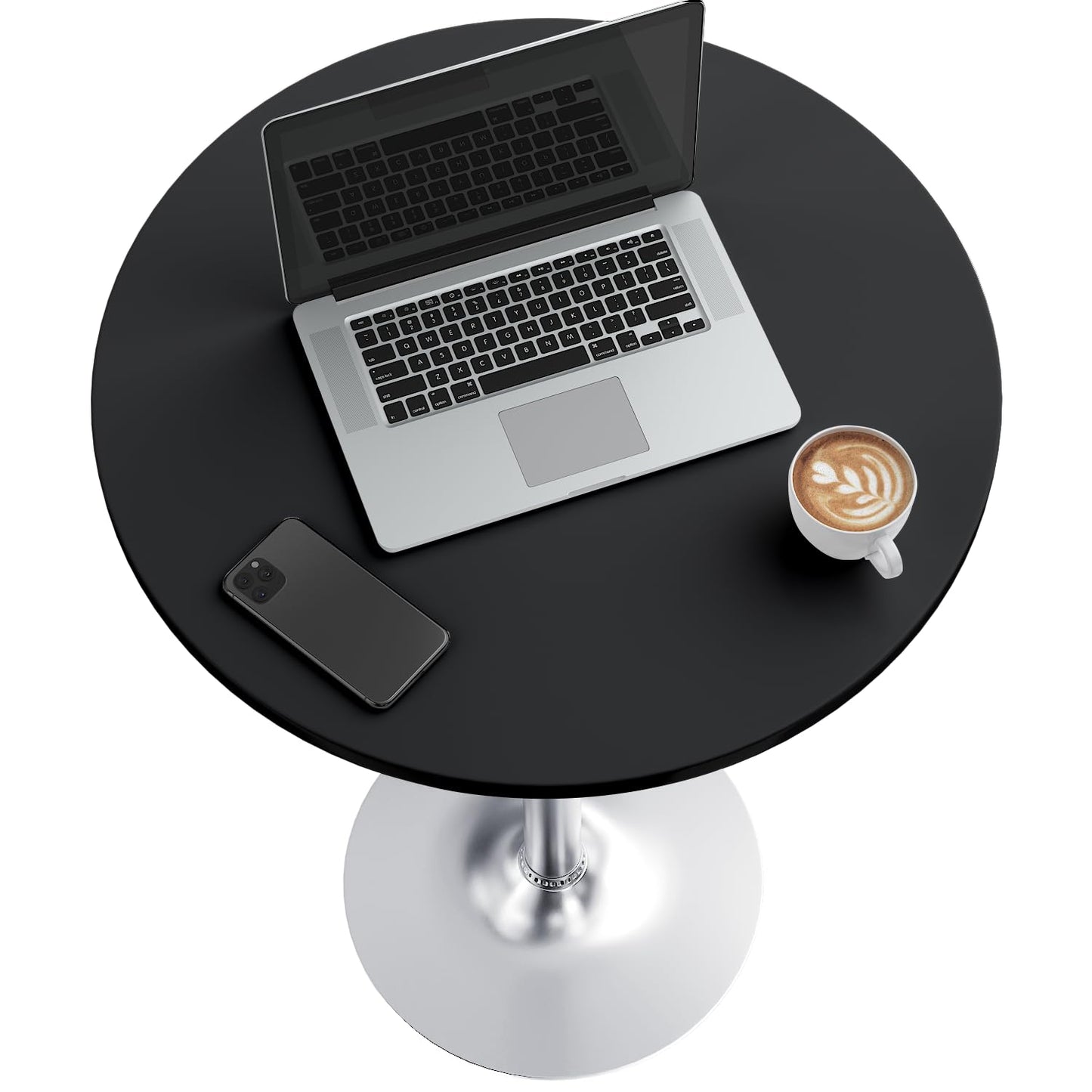 Furmax Bistro Pub Table Round Bar Height Cocktail Table for Home Bar, Small Round Bar Tables for Party, Dining Room, Living Room and Wedding, Metal Base MDF Top Obsidian, 40.6 Inch Height (1, Black-2)