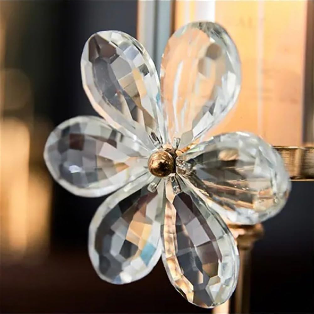 YUHUAWF Candle Holderss Light Luxury Crystal Petal Glass Candlestick Retro Table Decoration Ornaments Candle Holder Decorative Candlestick(Clear,Small)
