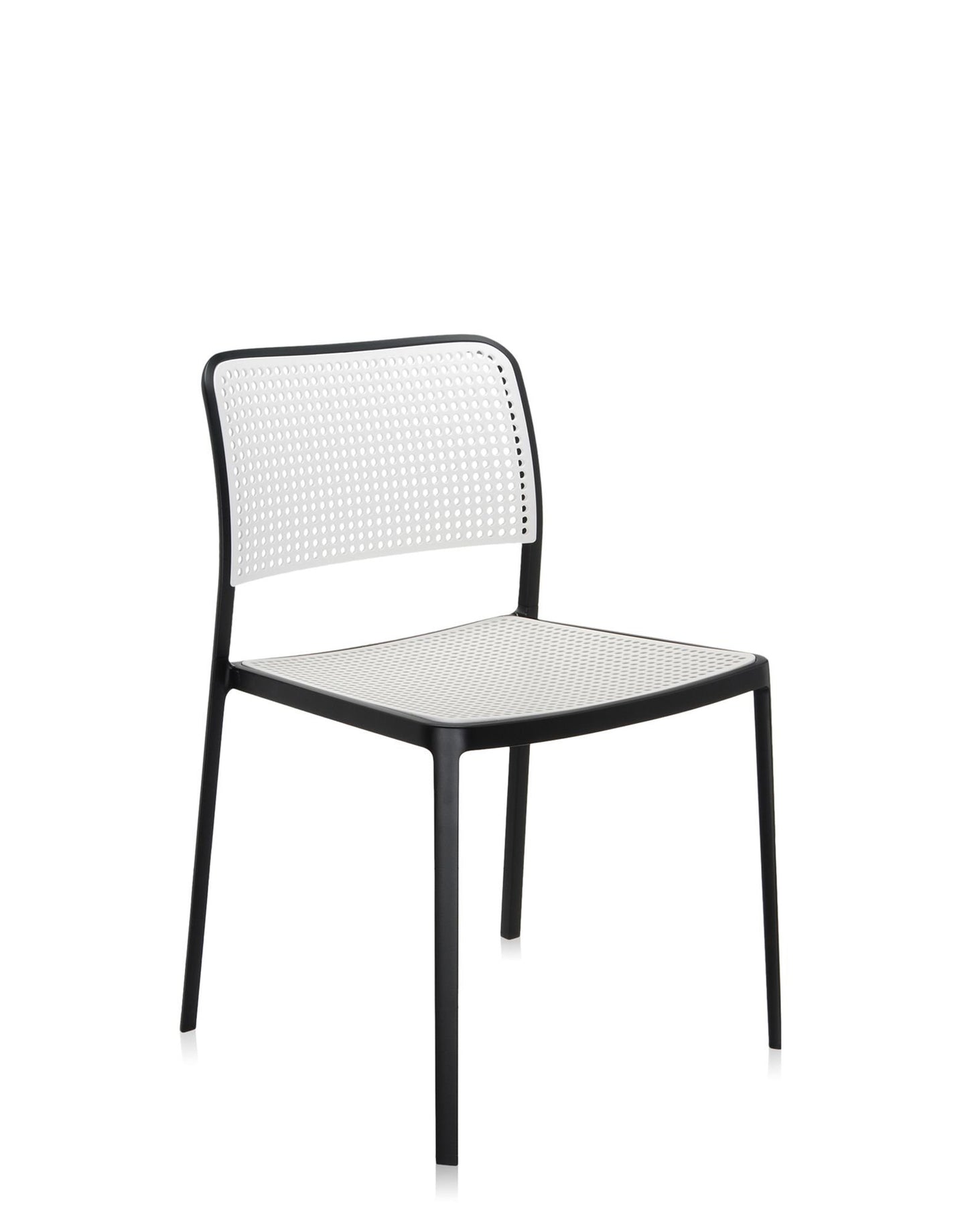 Kartell 5875/N1 Audrey Chair by Piero Lissoni, Pack of 2, Pained Aluminum Black/White