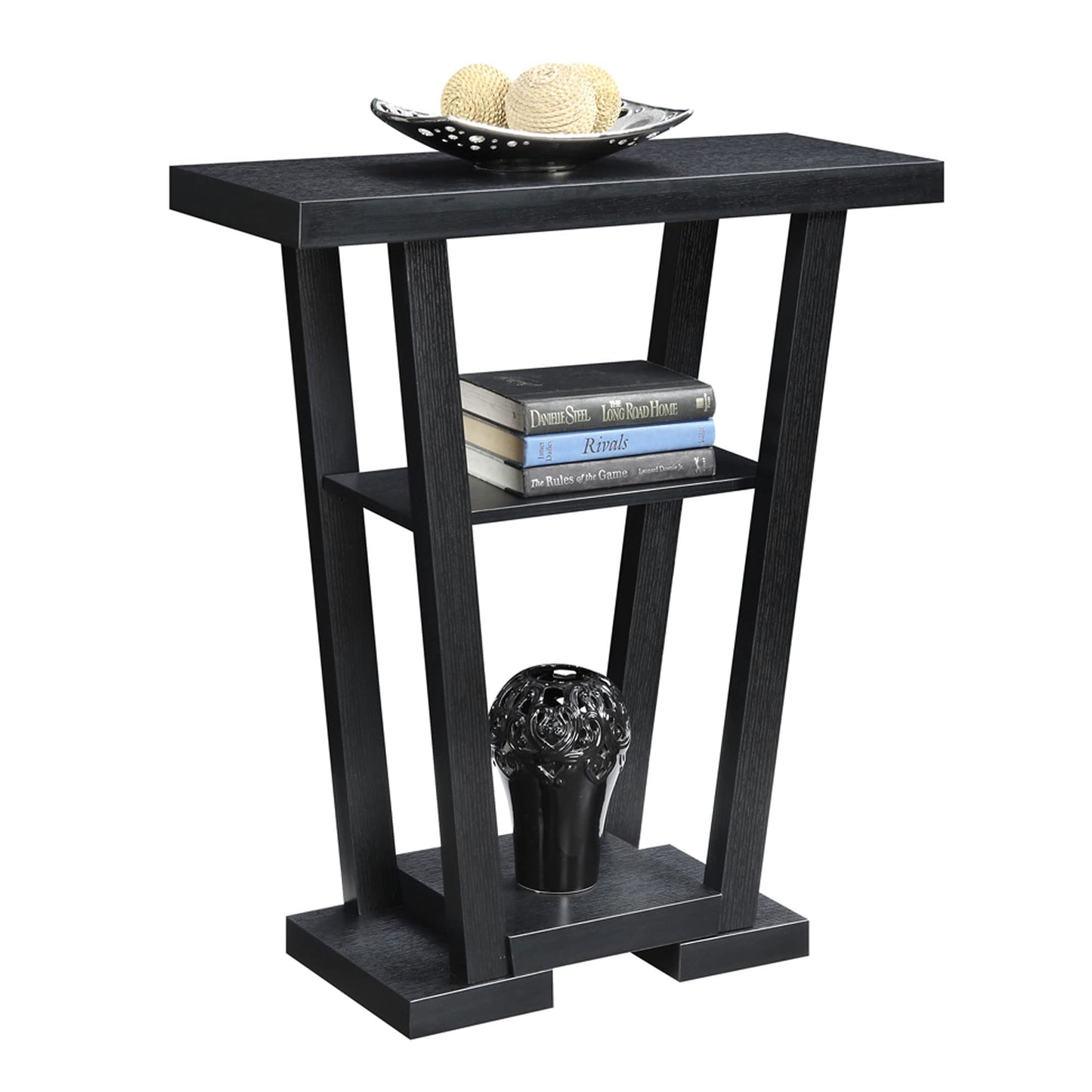 Convenience Concepts Newport V Console Table 31.5" - Modern Sofa Table with Storage Shelves, Narrow Entryway Hall Table for Living Room, Display Accent Table, Black