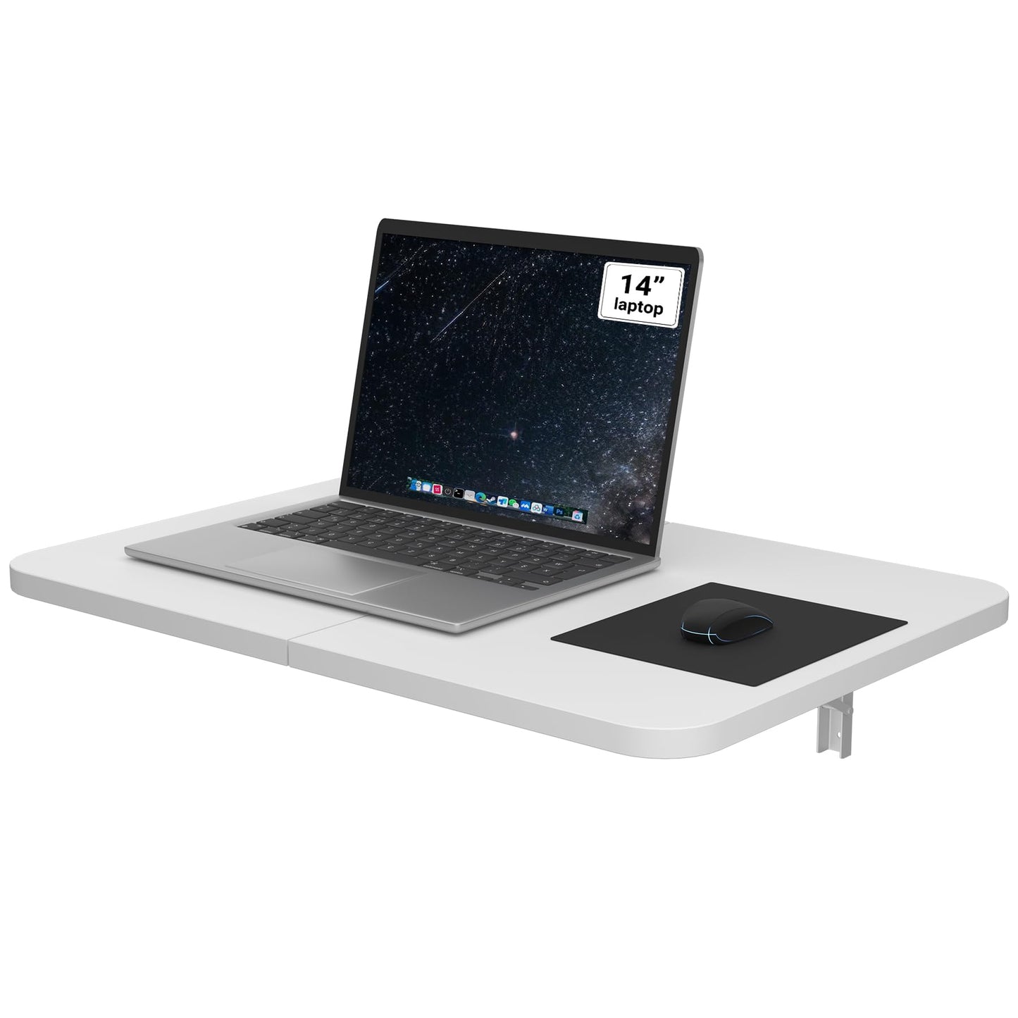 Neoaider Wall Mounted Folding Desk 23.6” x 15.7”, Drop Down Table with Metal Collapsible Brackets, Folding Wall Table for Small Spaces, Home, Office, Kitchen, Laundry Room-White