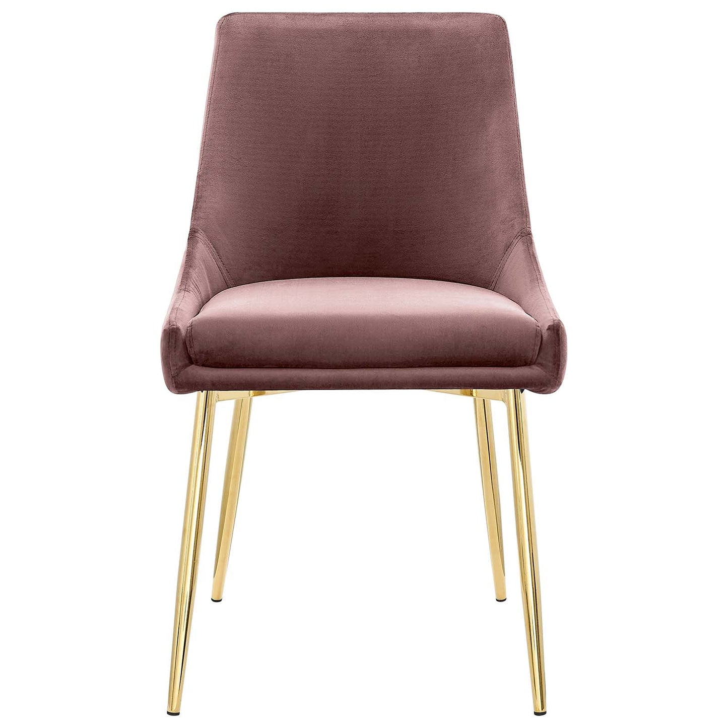 Modway Viscount Performance Velvet Upholstered Side Dining Chairs in Gold Dusty Rose - Set of 2