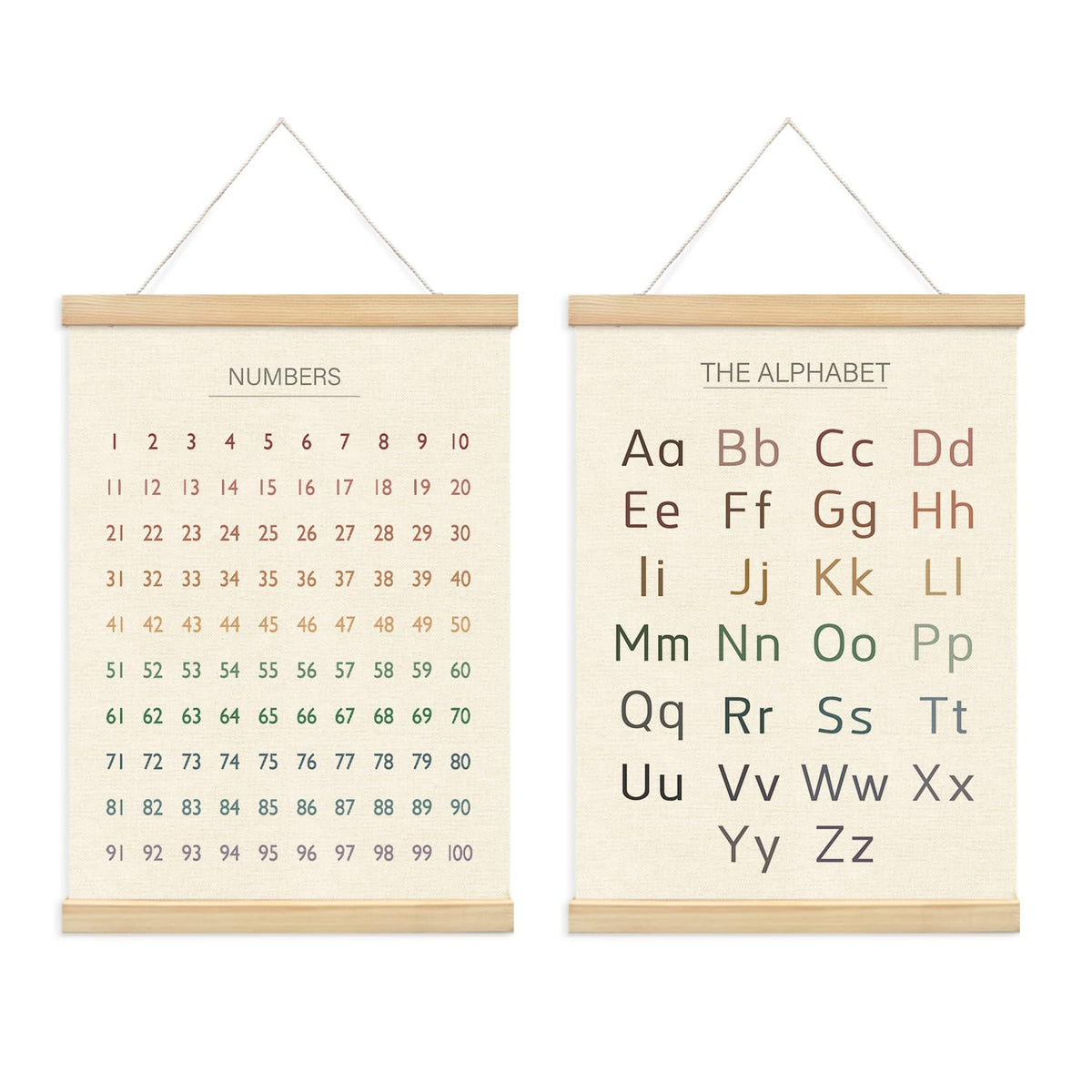 Lacama Educational Charts & Posters Hanger Frame - Homeschool Supplies，ABCs 123s Kids Learning Educational Gift for Toddler Ages 2 3 4 5，Alphabet Poster For Toddlers，1-100 Number Chart