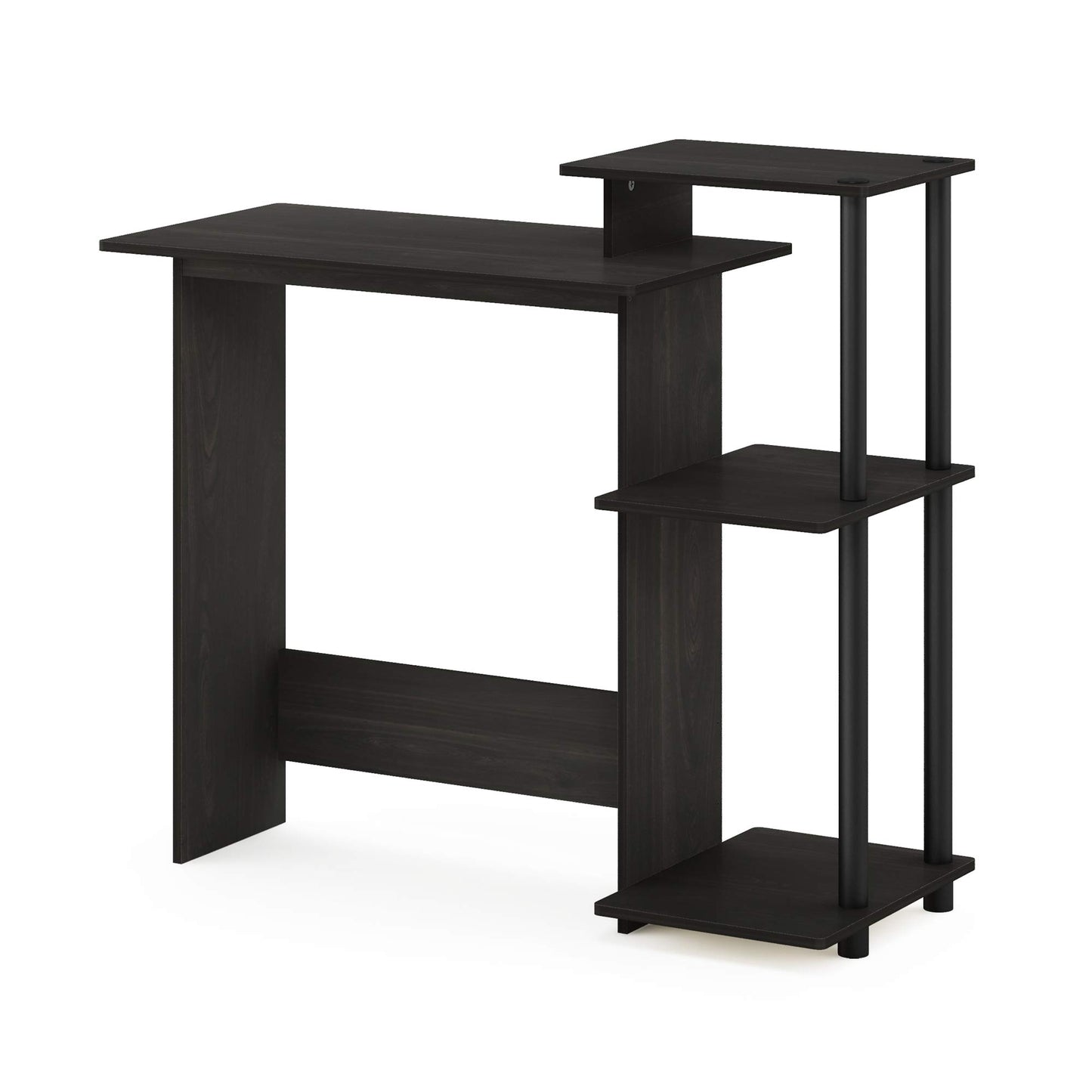 Furinno EFFICIENT Desk, 28.6" Wide Gaming Desk with 3 Open Side Shelves, Laptop Notebook Computer Desk, Office Desk for Home Office, Study Room, Dorm, Bedroom, Dark Espresso
