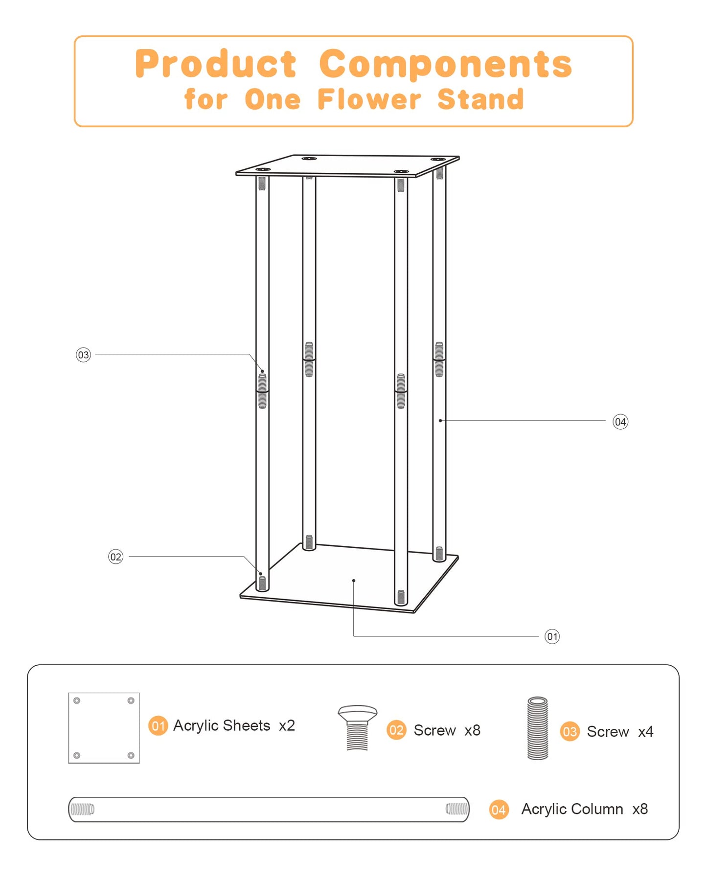 YALLOVE Acrylic Flower Stand, Set of 2 Clear Pedestal, 31.5 Inch Tall Vases for Wedding Event Party Props, Home Decor