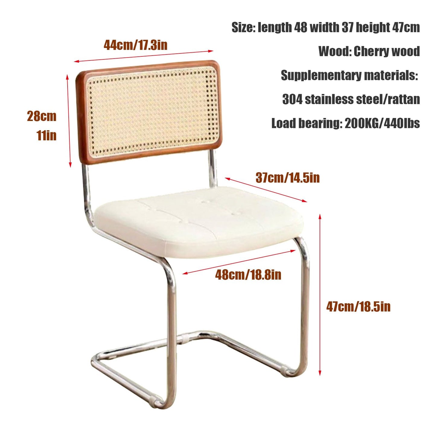 YDkjwjw Rattan Dining Chairs, PU Leather Meeting Office Chairs with Mesh Cane Backrest Stainless Steel Frame Armless Side Chairs for Reception Visitors