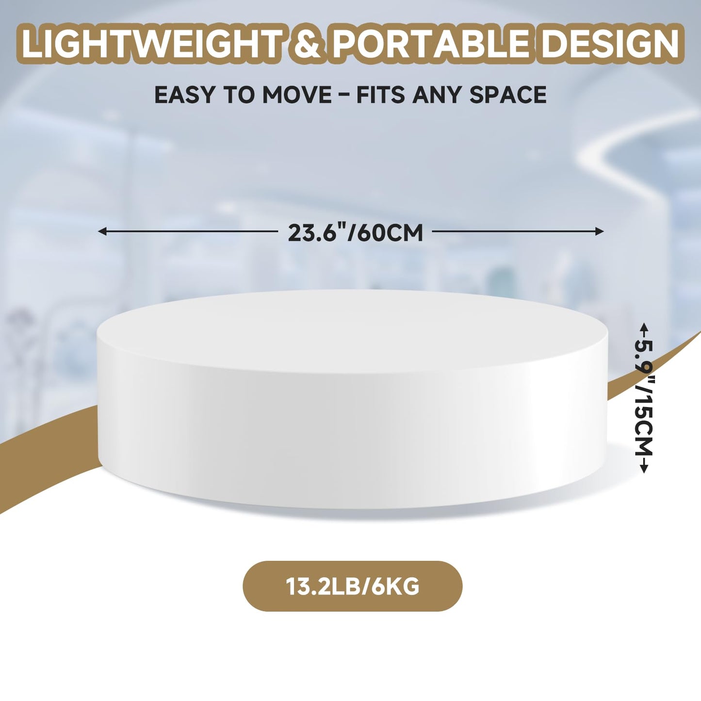SERABETTO Round Mannequin Display Pedestal Stands, Premium Cylinder Stands for Party, Jewelry， Exhibitions, and Retail Displays(White 23.6"*5.9")