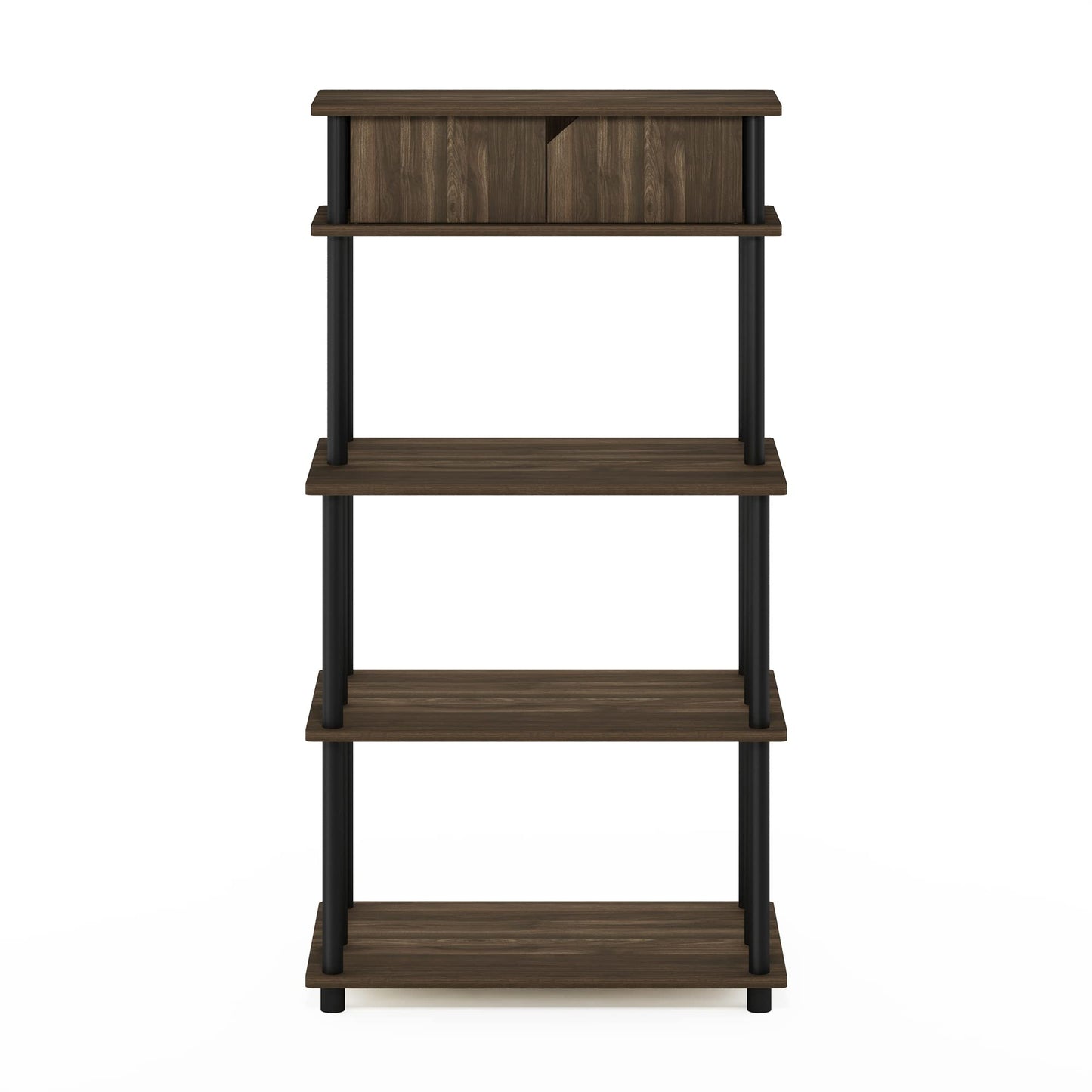 Furinno Turn-N-Tube Kitchen Storage Shelf with Top Cabinet for Kitchen, Dining Room and Home Office, Columbia Walnut/Black