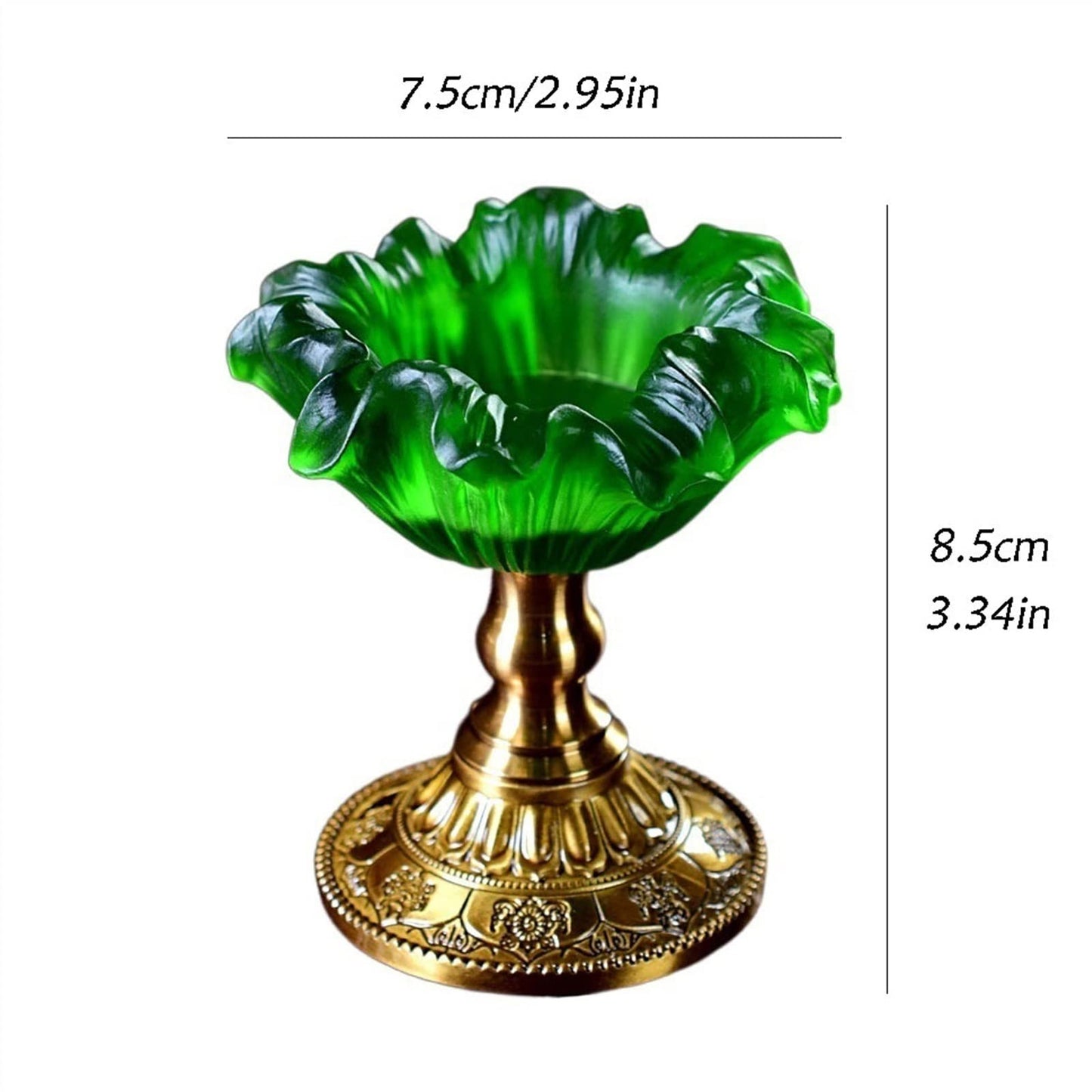 Candlestick Holders Creative Flower Shaped Candlestick Retro Glazed Candle Holder Desk Decoration Copper Base Candle Holders (Color : Green)