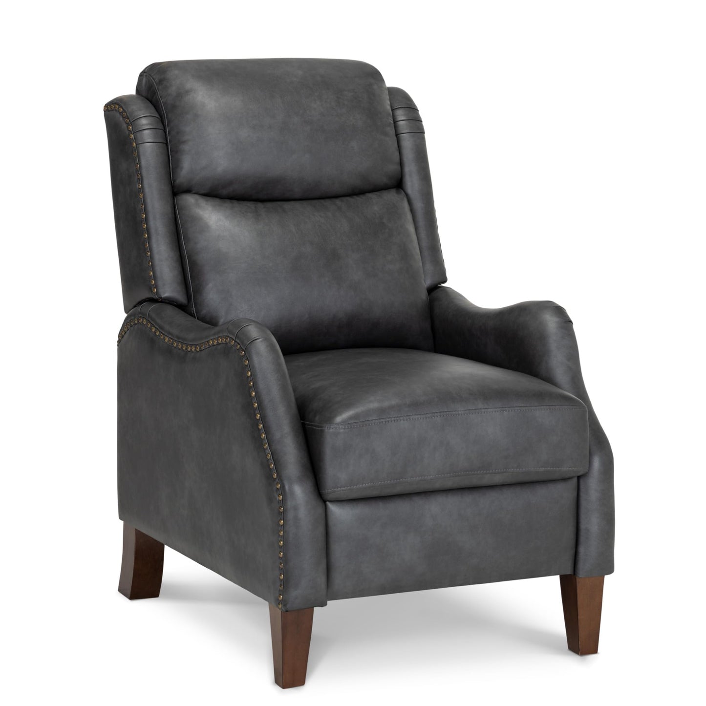 KISLOT Faux Leather Pushback Recliner Chair with Rivet Trim, Vintage Manual Accent Armchair, Single Sofa for Living Room Bedroom Office