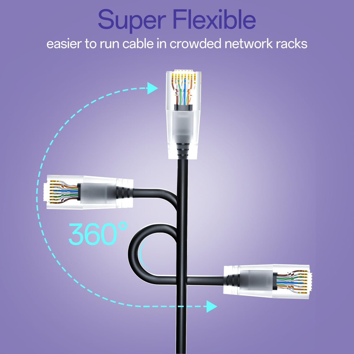 10Gsupxsel Cat6a Patch Cables 0.5ft (24 Pack) Slim, Cat6 Ethernet Patch Cable Pure Copper, Flexible Cat 6 Patch Cable 550MHZ 10G, Space-Saving Cat 6A Network Cables for Patch Panel, Black