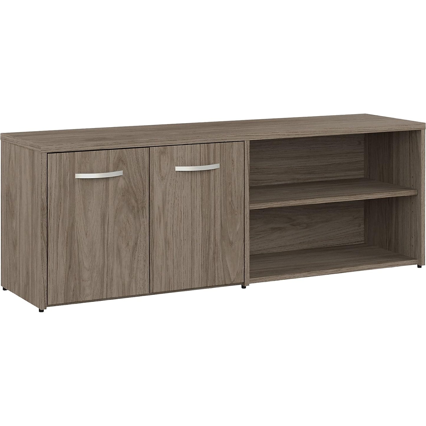 Bush Business Furniture Studio C Low Storage Cabinet with Doors and Shelves in Modern Hickory, Organization for Home or Professional Office