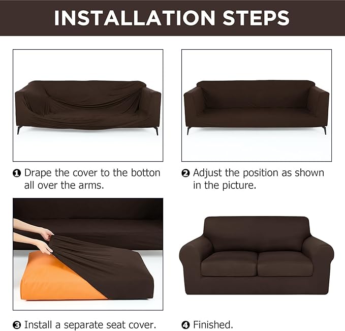 HunnmingRe Sofa Covers for 3 Cushion Couch Stretch Sofa and Loveseat Covers Set