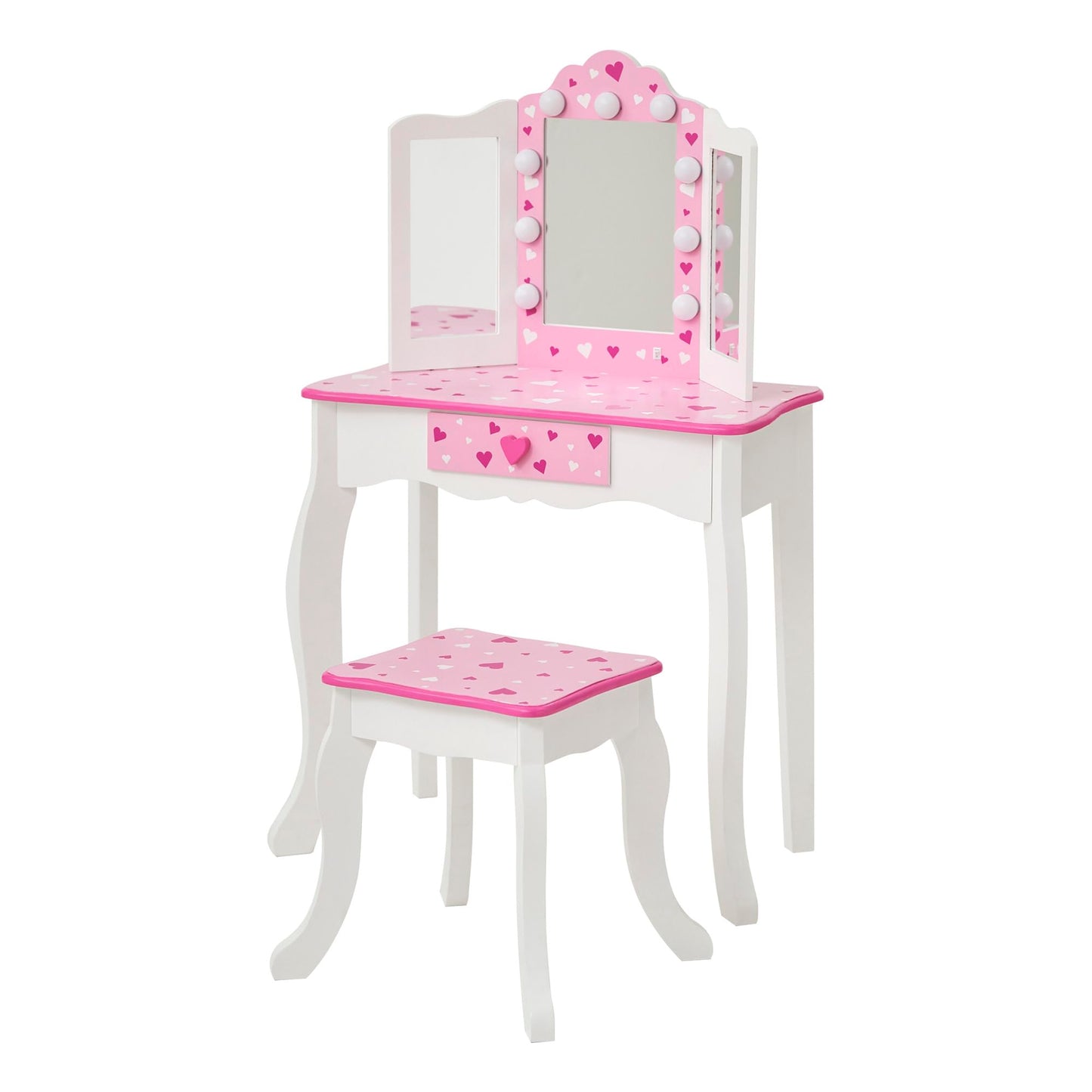 Teamson Kids - Sweethearts Print Gisele Medium Vanity - White/Pink