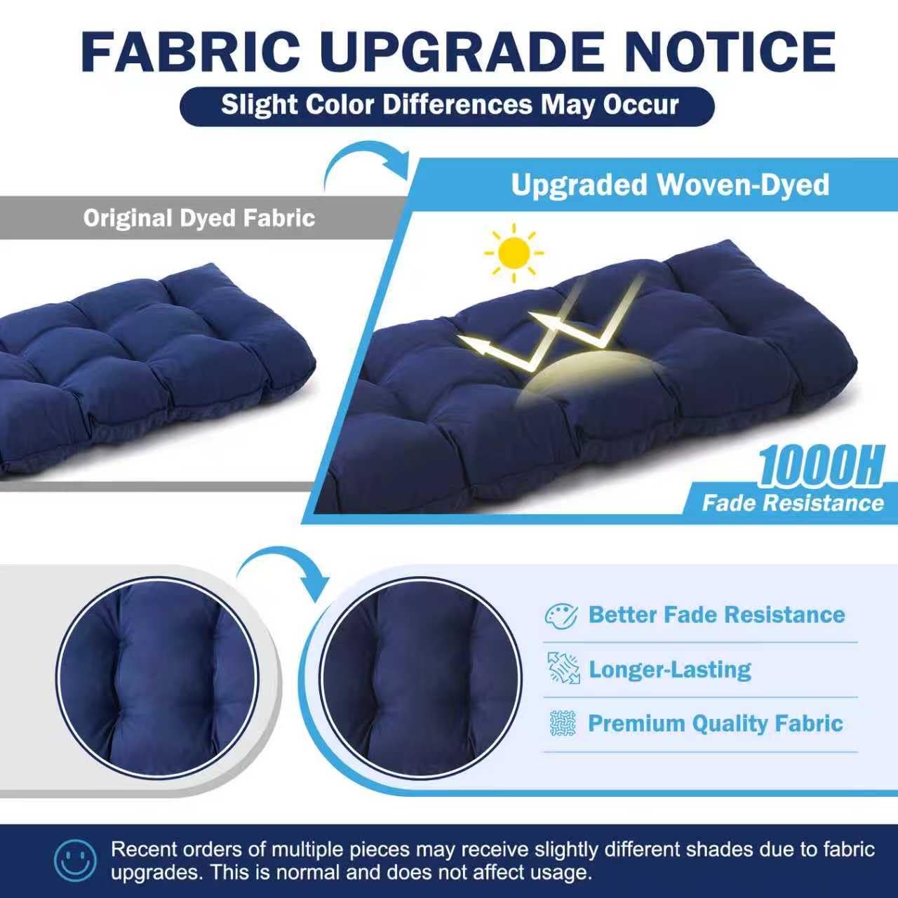 IPYNBAP Outdoor Bench Cushion, 48x18x5 Inch, Water-Resistant Bench Cushion for Outdoor/Indoor Furniture, Patio Bench Seat Cushion, Fade Resistant Outdoor Cushions for Porch Swing Couch, Navy Blue