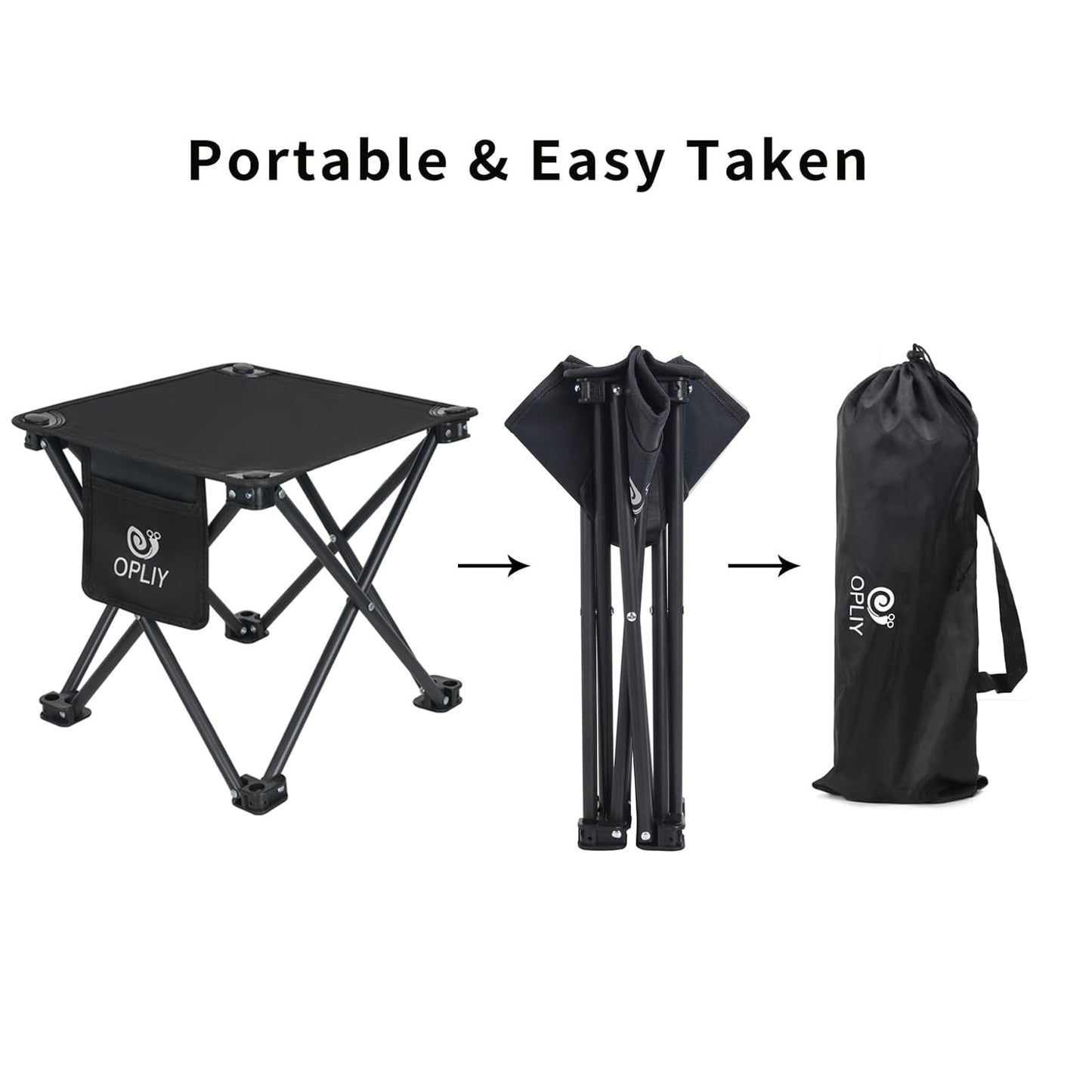 Opliy Camping Stool 2 Pack,13 Inch Portable Folding Stool for Outdoor Gardening and Beach Hiking Fishing,Foot Stool with Carry Bag (Black)
