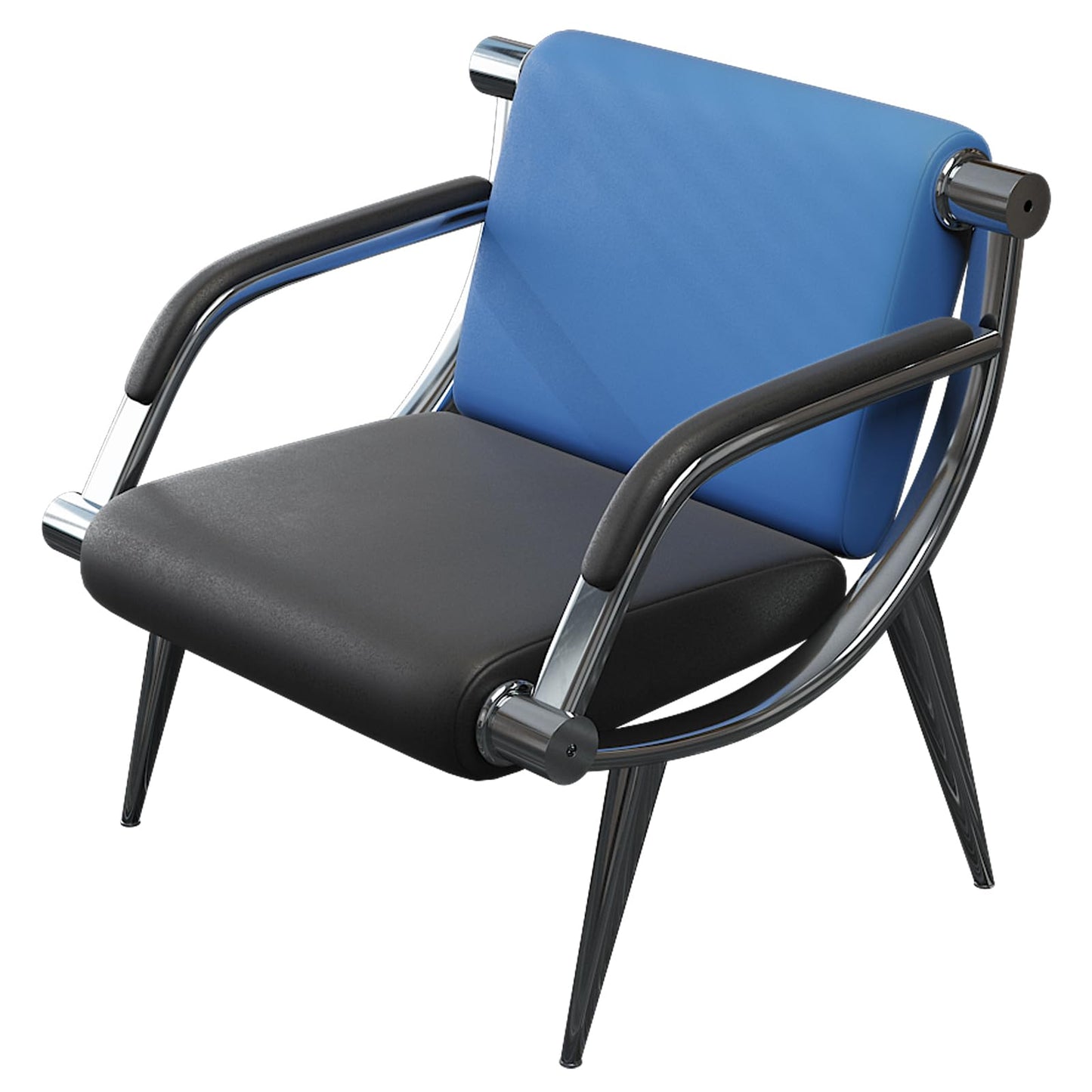 wonline Waiting Room Chair with Armrest PU Leather Office Furniture, Office Guest Seating Lobby Conference Reception Chairs for Airport Clinic Hospital Bank Salon Barber(Blue&Black)