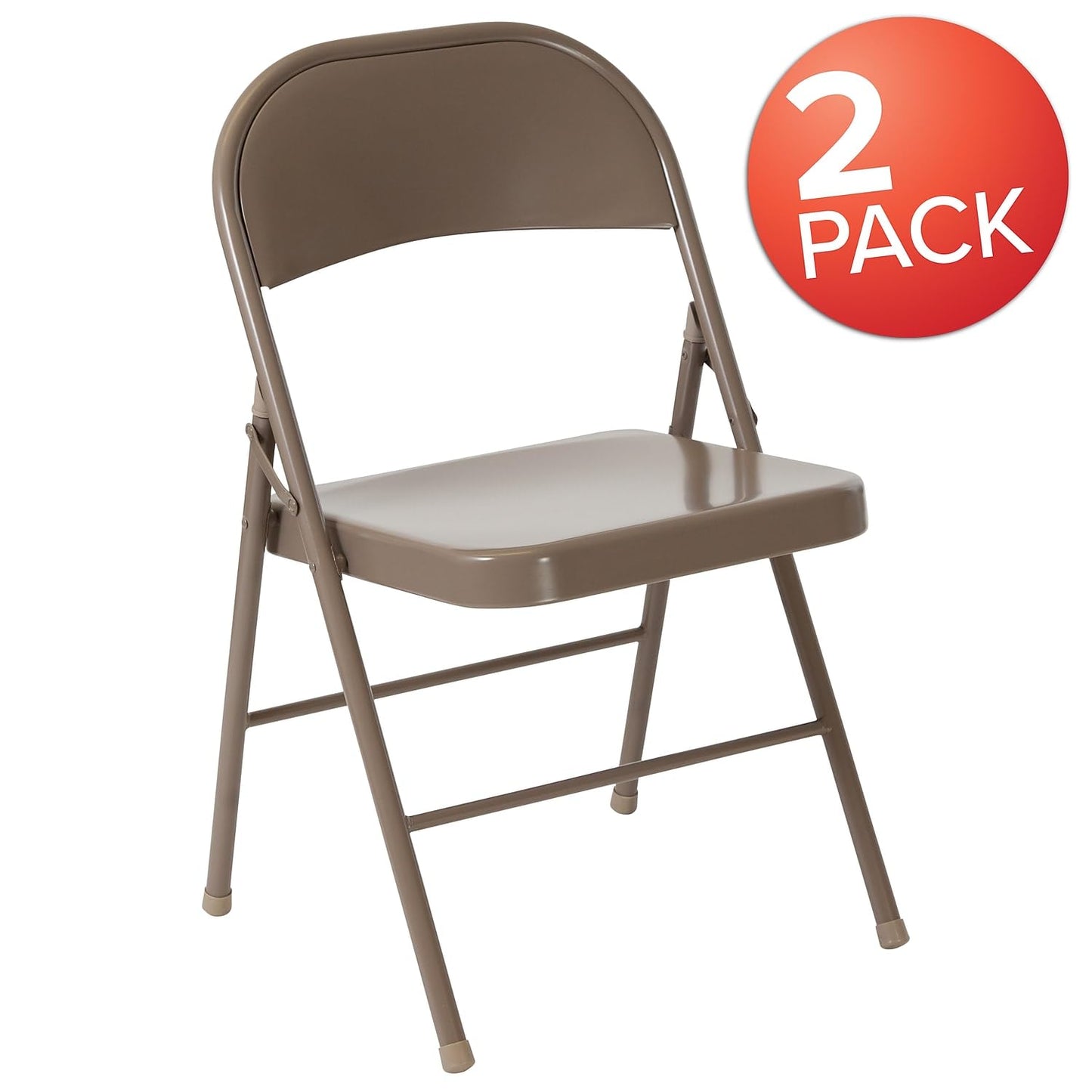 Flash Furniture 2 Pack HERCULES Series Double Braced Beige Metal Folding Chair