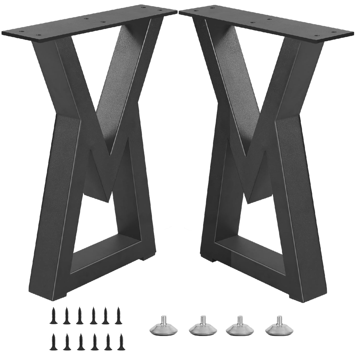 Y-CFHFC 18 '' Metal Table Legs Bench Legs for DIY Furniture, Coffee Side & End Table, Nightstand, Modern Desks, Heavy Duty Black Chair Feets (H18 x W13, V Shape)