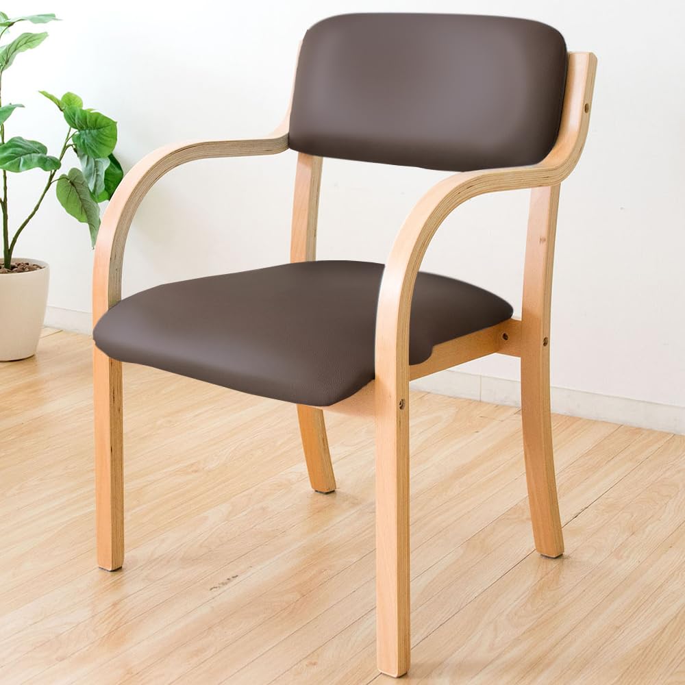 Iris Plaza STKC-795 Chair, Wide Seat, Anti-Fatigue, Gentle on Your Buttocks, Easy to Grip, Stackable, Dining Chair, Tools Included, Wood, Brown
