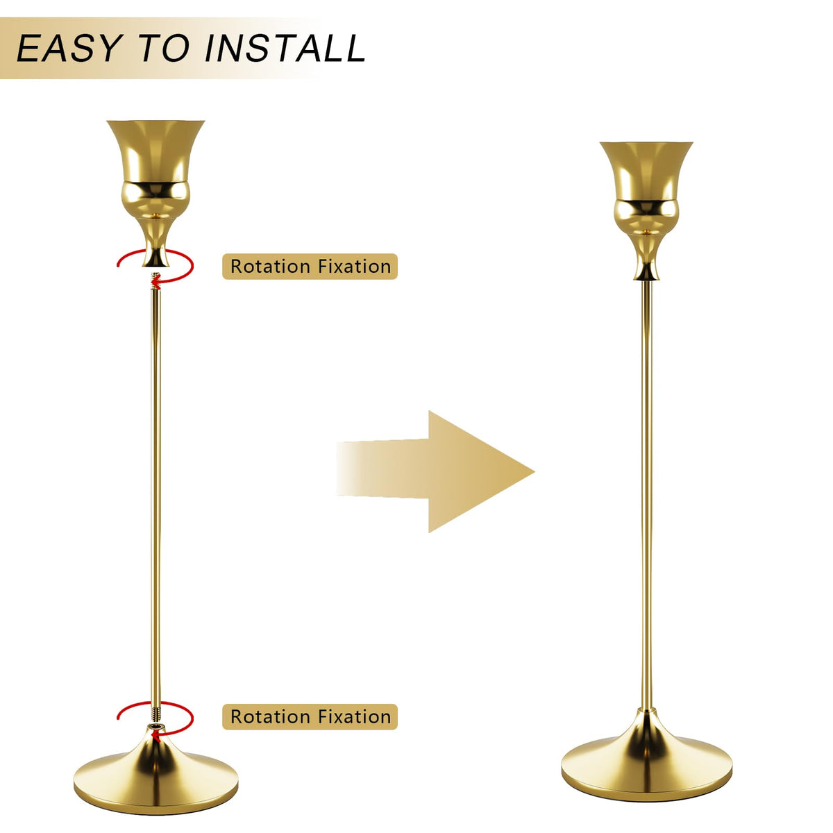 Showin Candlestick Holders Gold, 3 Packs Taper Candle Holder for Candlesticks, Candle Sticks Holder Decor for Home Decor