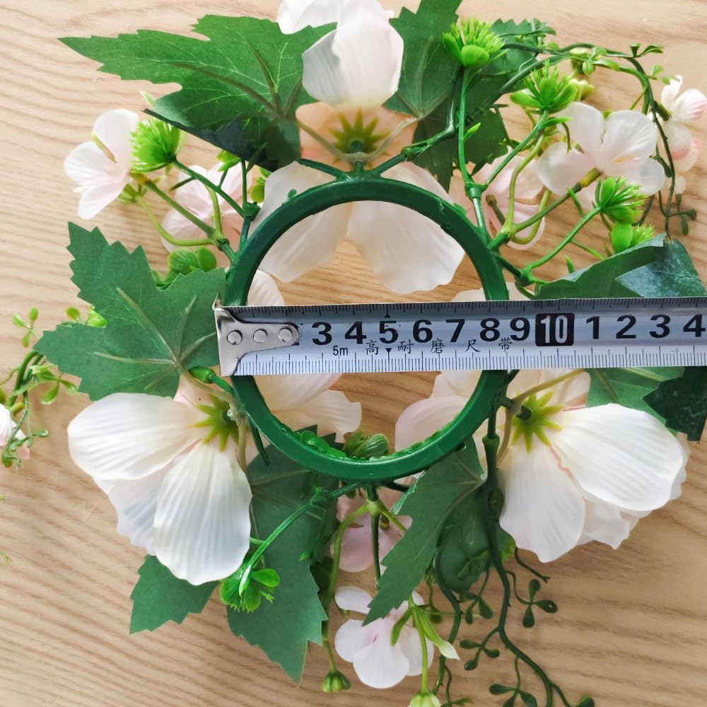 Set of 4 Artificial Peony Flower Candle Rings Wreaths 3 Inch Center Small Floral Spring Candle Rings for Pillars Wedding Home Table Centerpiece Decor (Orange)