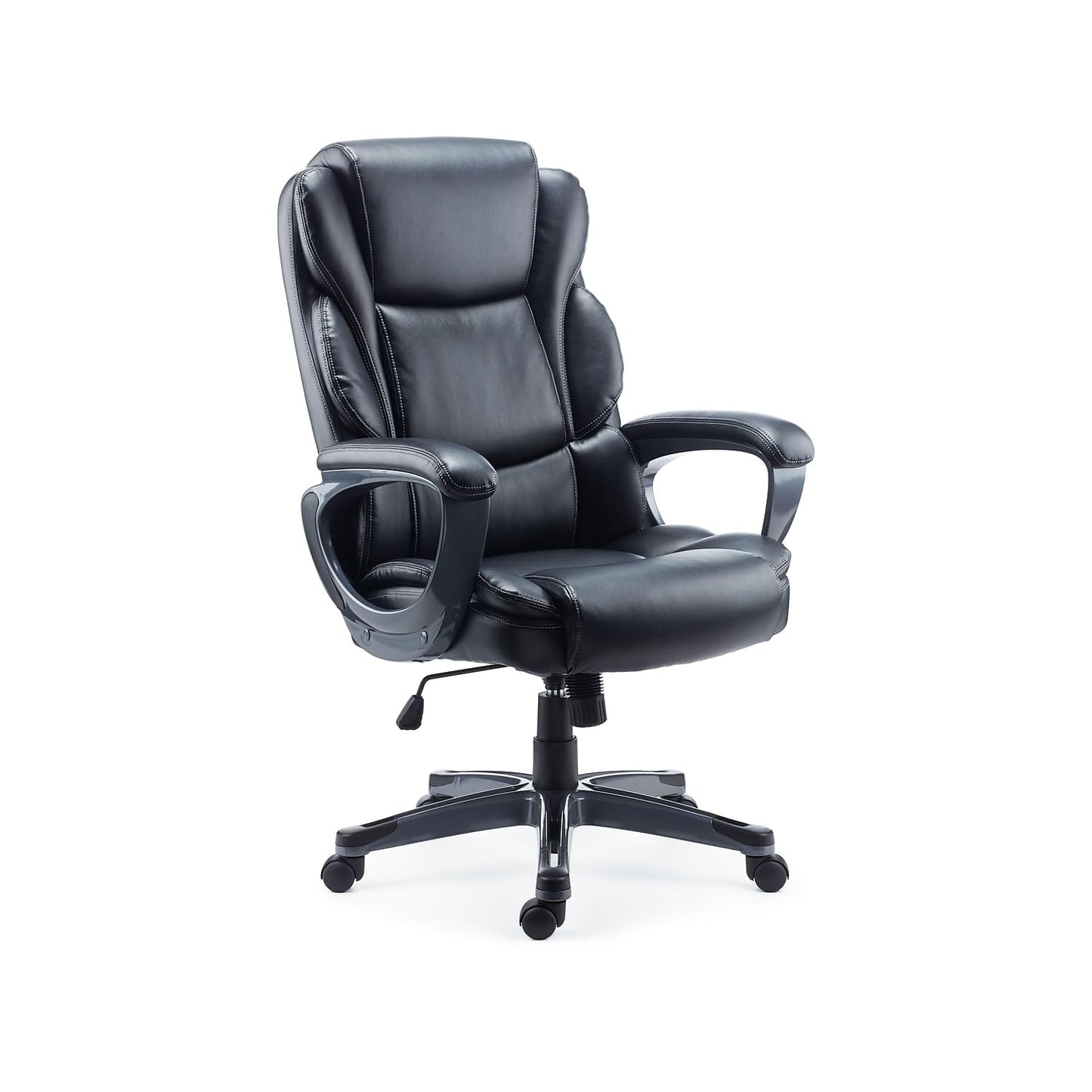 Staples Mcallum Ergonomic Manager & Executive Office Chair, Task Desk Swivel Chair with Wheels, Adjustable Height, Bonded Leather, Black
