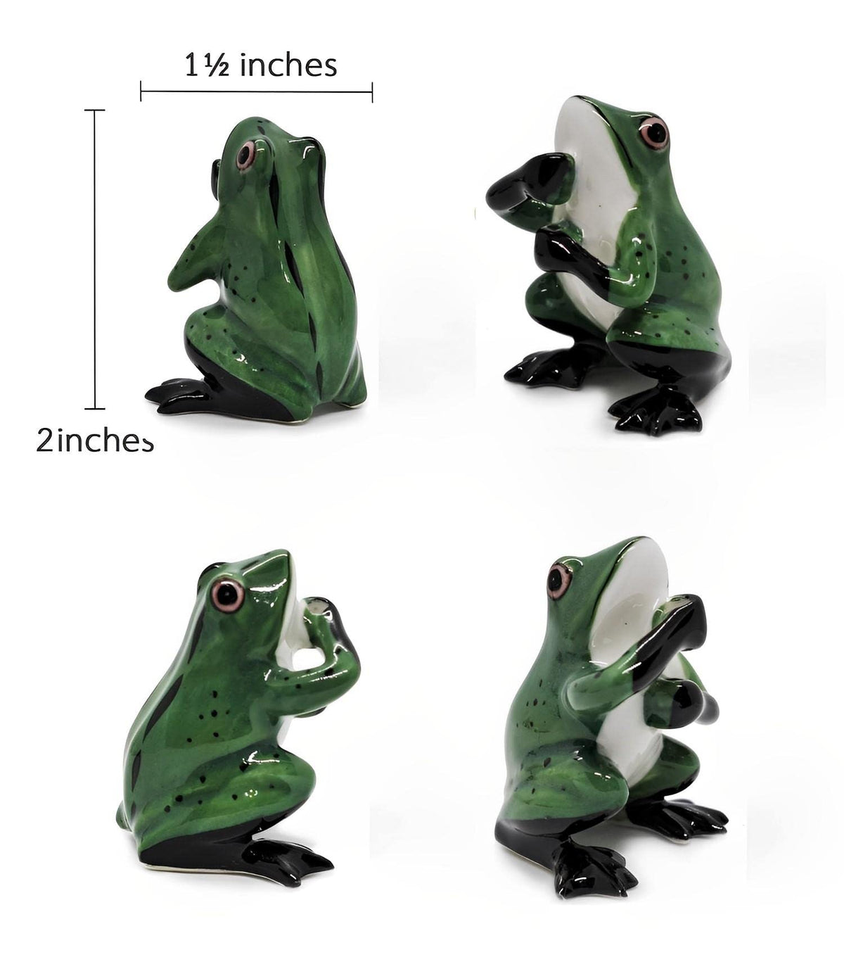 BestySuperStore 2" Dark Green Frog On 4" Wide Lotus Leaf Ceramic Incense Stick Holder Artistic Collectible Figurine for Adult Collectors Interior Accent Gift Handcrafted Porcelain Home Room Decor
