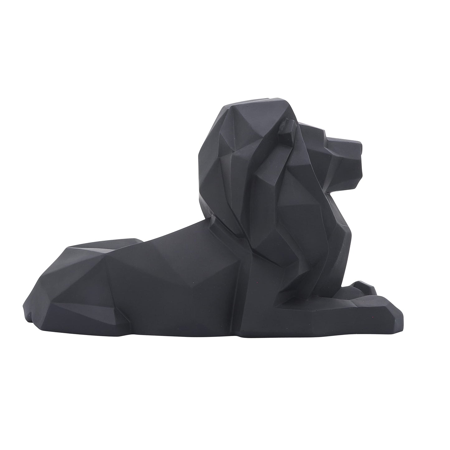 Sagebrook Home Modern Geometric Lion Figurine - Minimalist Polyresin Sculpture - Elegant Home Decor for Office, Living Room, Bedroom - 8" Black