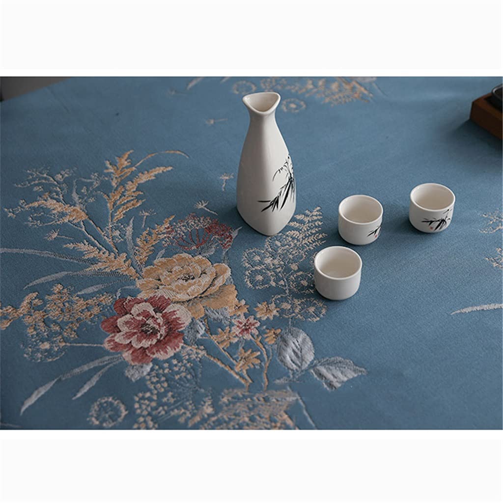 HBJWOV Chinese Long Oval Tablecloth Coffee Table Dining Cover Meeting