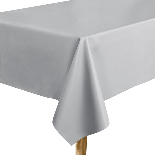 Aijoviko Grey 54"x84" Rectangular Faux Leather Tablecloth for Dining Table, Parties, Picnics, Outdoor Events
