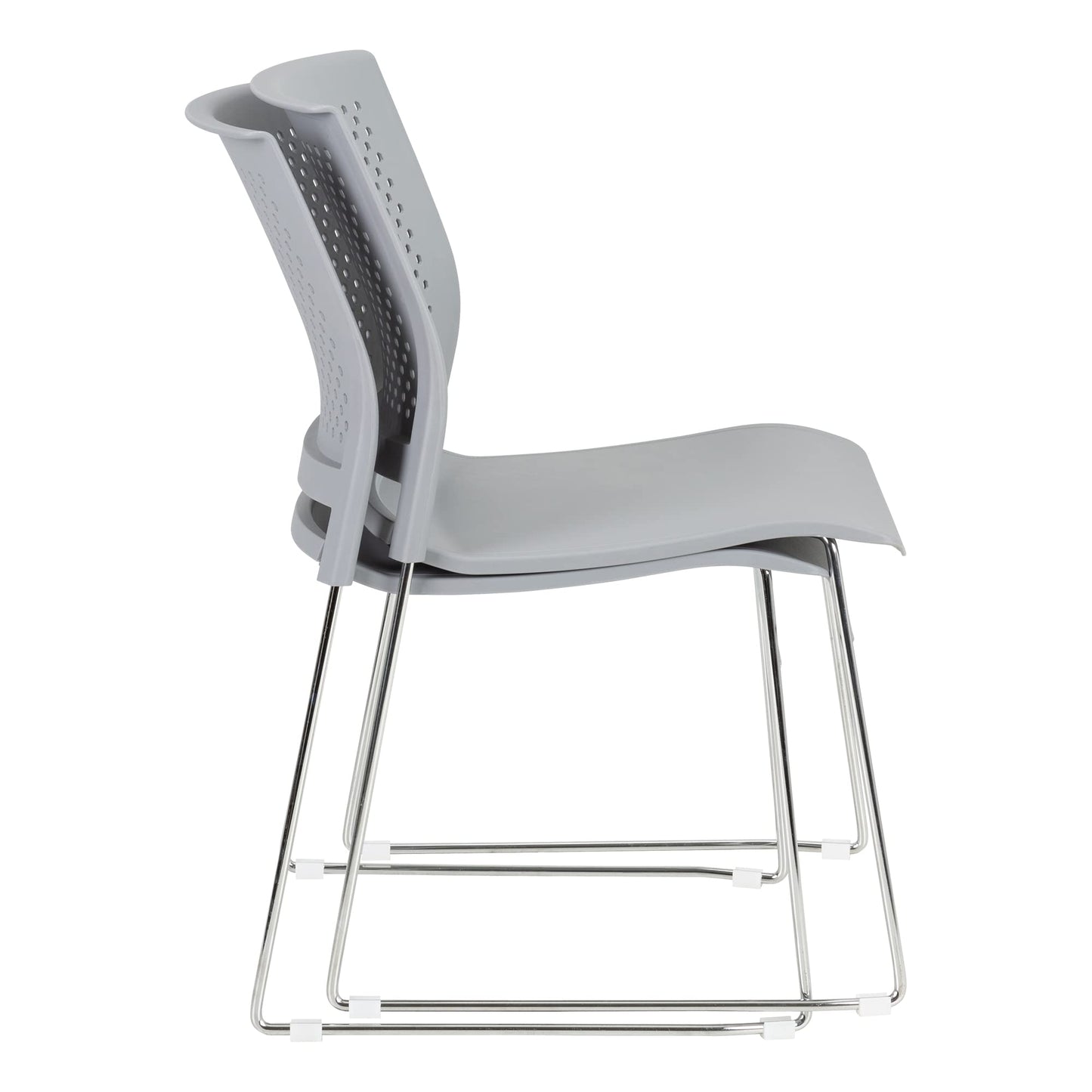 Norwood Commercial Furniture Chrome Sled Base Office Stack Chair with Perforated Seatback (Pack of 5)