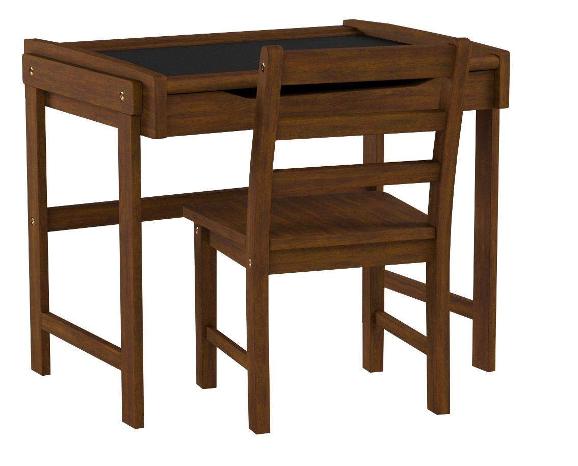 Lipper International Child's Chalkboard Desk and Chair, 2-Piece Set, Walnut Finish