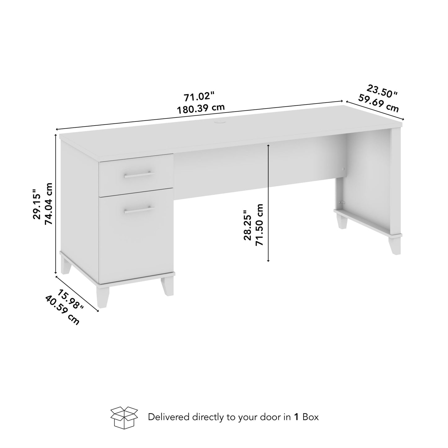 Bush Home 72-inch Home Office Desk with Drawers, Large Computer Table for Personal Workspace, Somerset Collection, Maple Cross