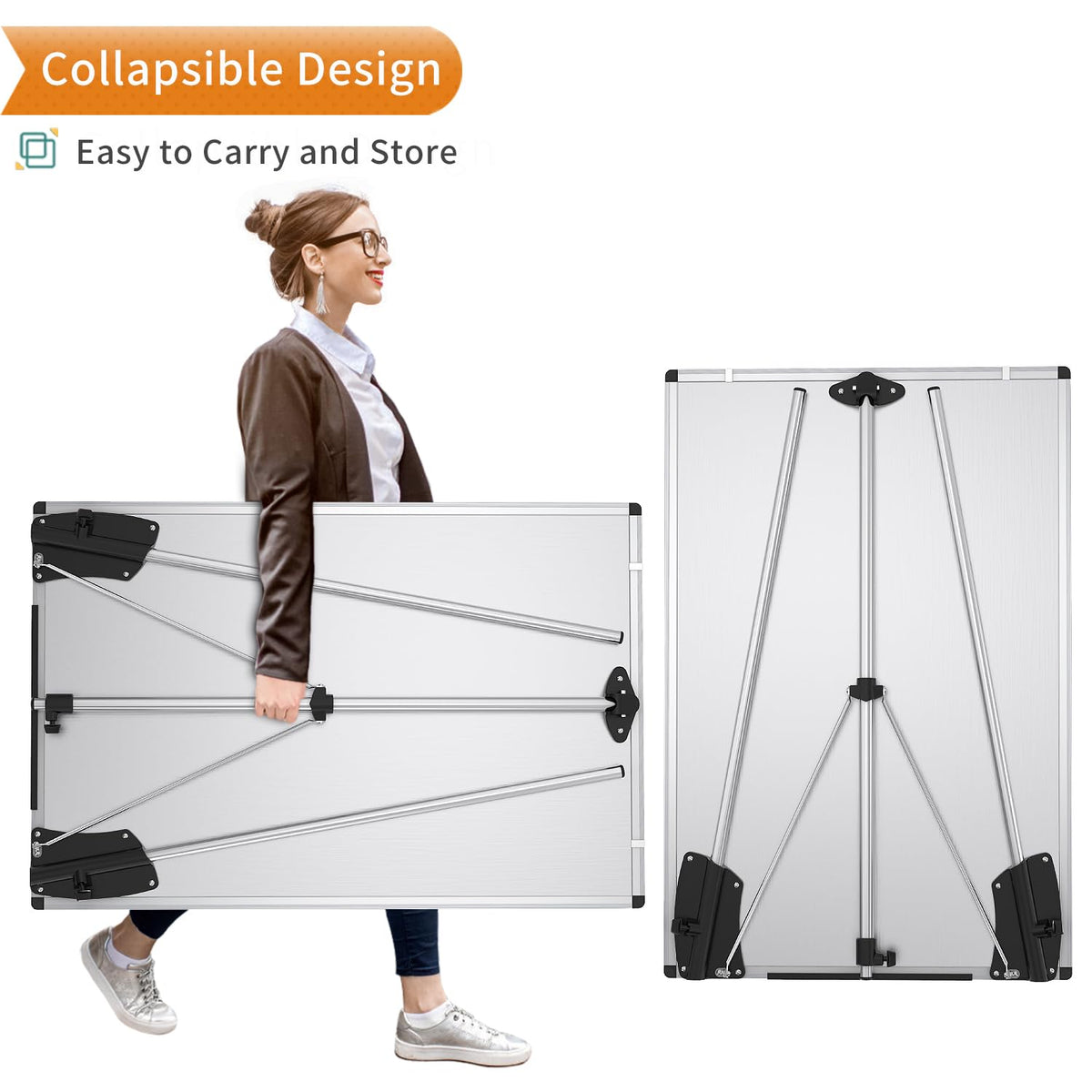 VIZ-PRO Whiteboard Easel, 36 x 24 Inches, Portable Dry Erase Board Height Adjustable for School Office and Home