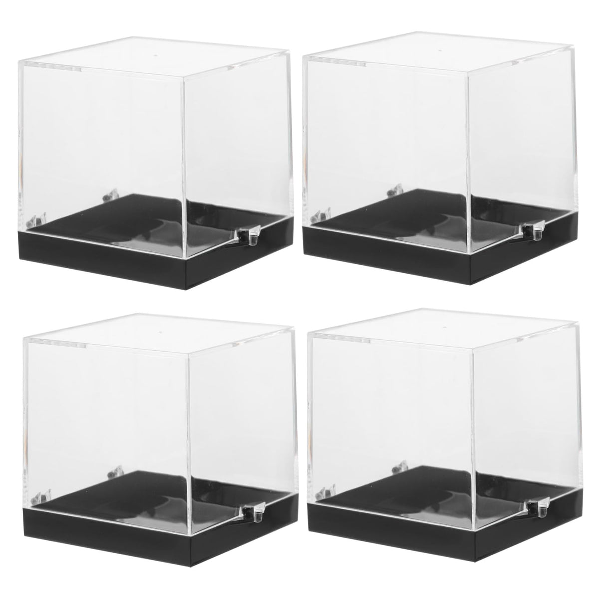 OATIPHO 4pcs Square Mineral Specimen Display Boxes Rock Collection Case Crystal Display for Home Shelf Decoration Black Base