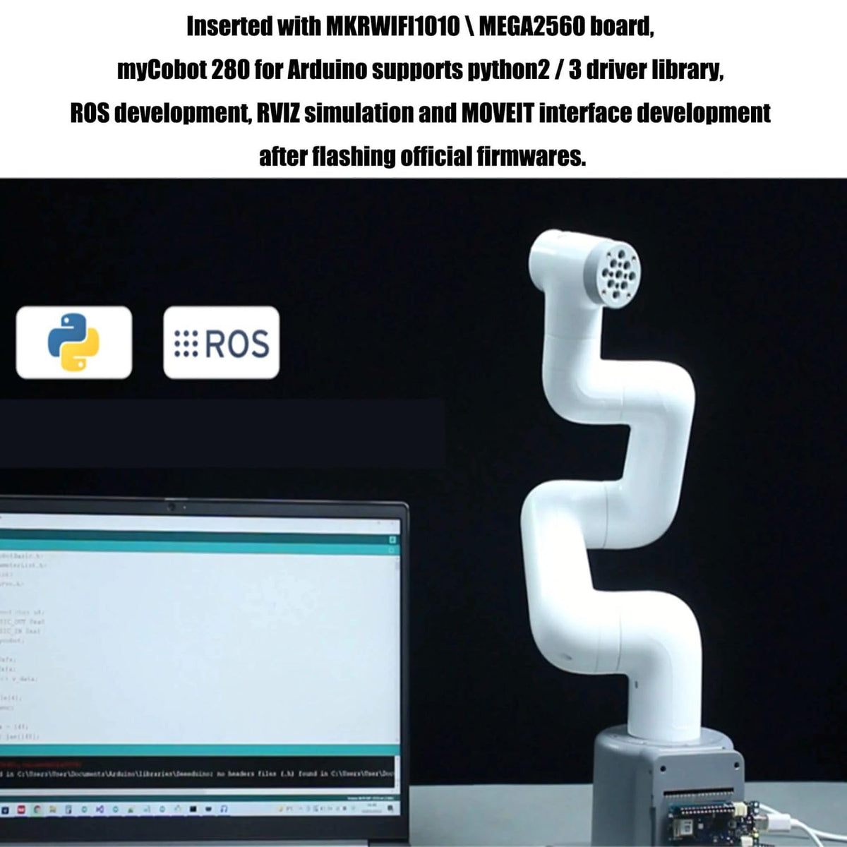ELEPHANT ROBOTICS myCobot 280 6-Axis Collaborative Robot Arm, Programmable Desktop Cobot for STEM Education & Makers, Compatible with Arduino ROS Python