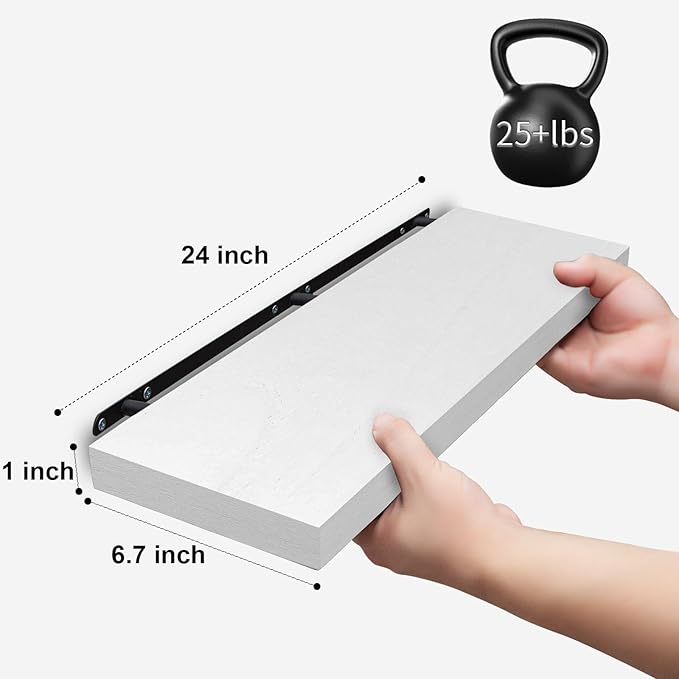 SAUMONIERES 24 Inch Floating Wall Shelves