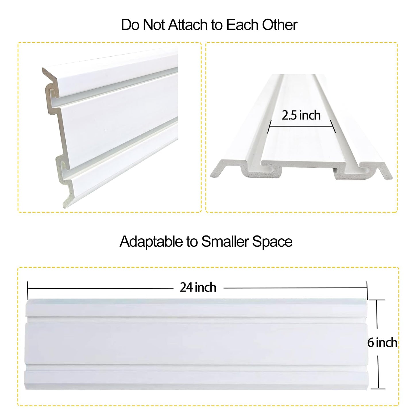 ATOOLA Slatwall Panels 6" x 24", 4-Pack Slatwall Board, PVC Slat Wall Paneling, Heavy Duty Garage Wall Organizer