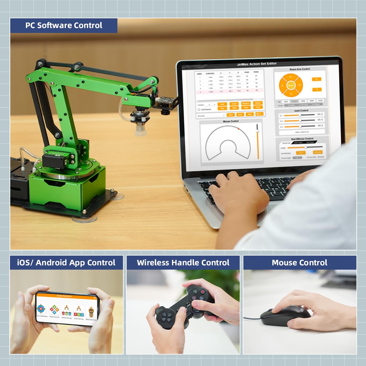 HIWONDER JetMax Jetson Nano AI Robot Arm ROS Open Source Vision Recognition Program Robot with Detailed tutorials and Source Codes