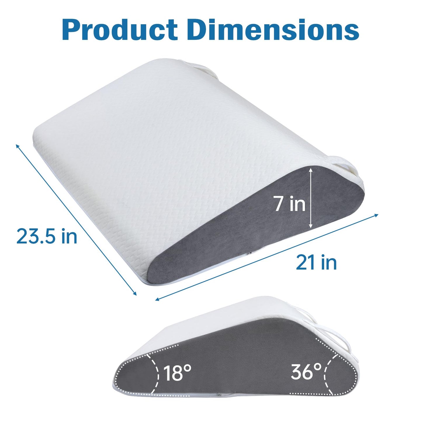 Vekkia Knee Pillow for Back Sleeping, 7" Wedge Pillow for Knees & Leg, Versatile Wedge with Dual Handles,Comfortable Support for Post-Surgery, Lower Back&Hip Pain Relief, Blood Circulation, Swelling