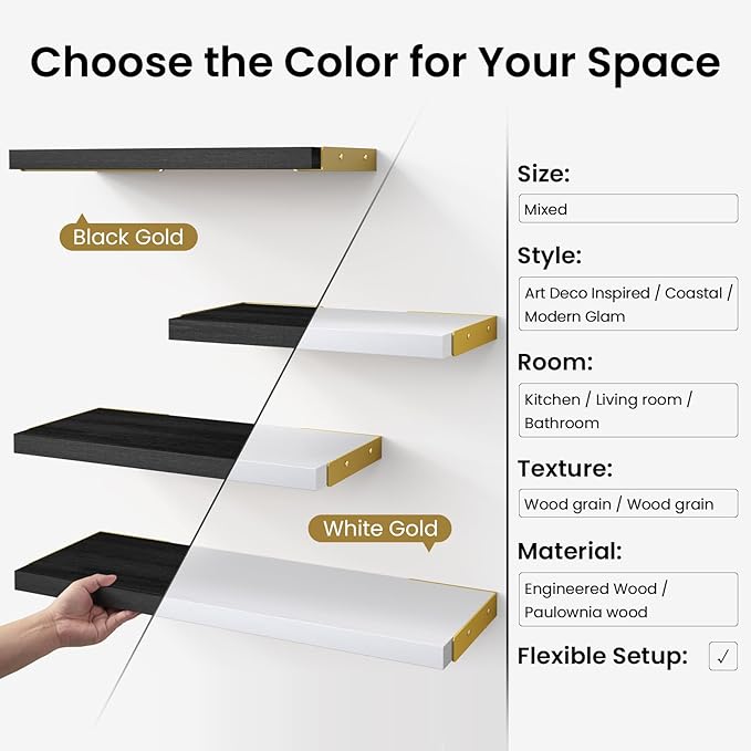 BAYKA Wall Shelves for Bedroom Decor, Floating Wall Shelf for Living Room