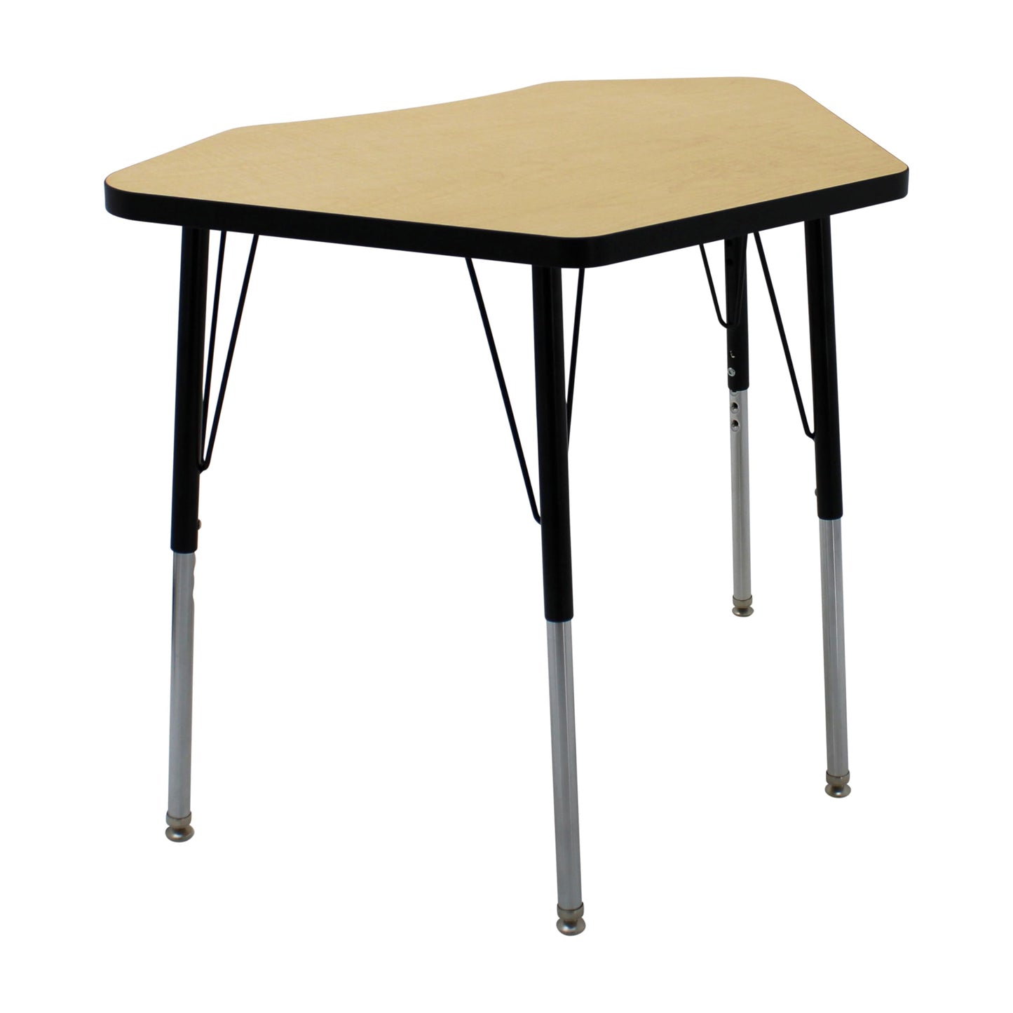 FDP Petal Activity School and Office Table (24 x 36 inch), Standard Legs with Swivel Glides, Adjustable Height 19-30 inches; Quick Ship Single Box - Maple Top and Black Edge