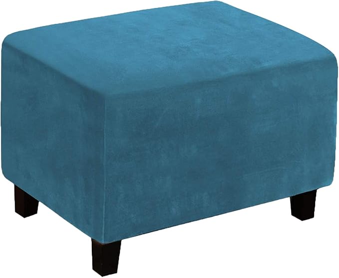 Ottoman Cover, Stretch Rectangle Velvet Ottoman Slipcovers of Foot Stool