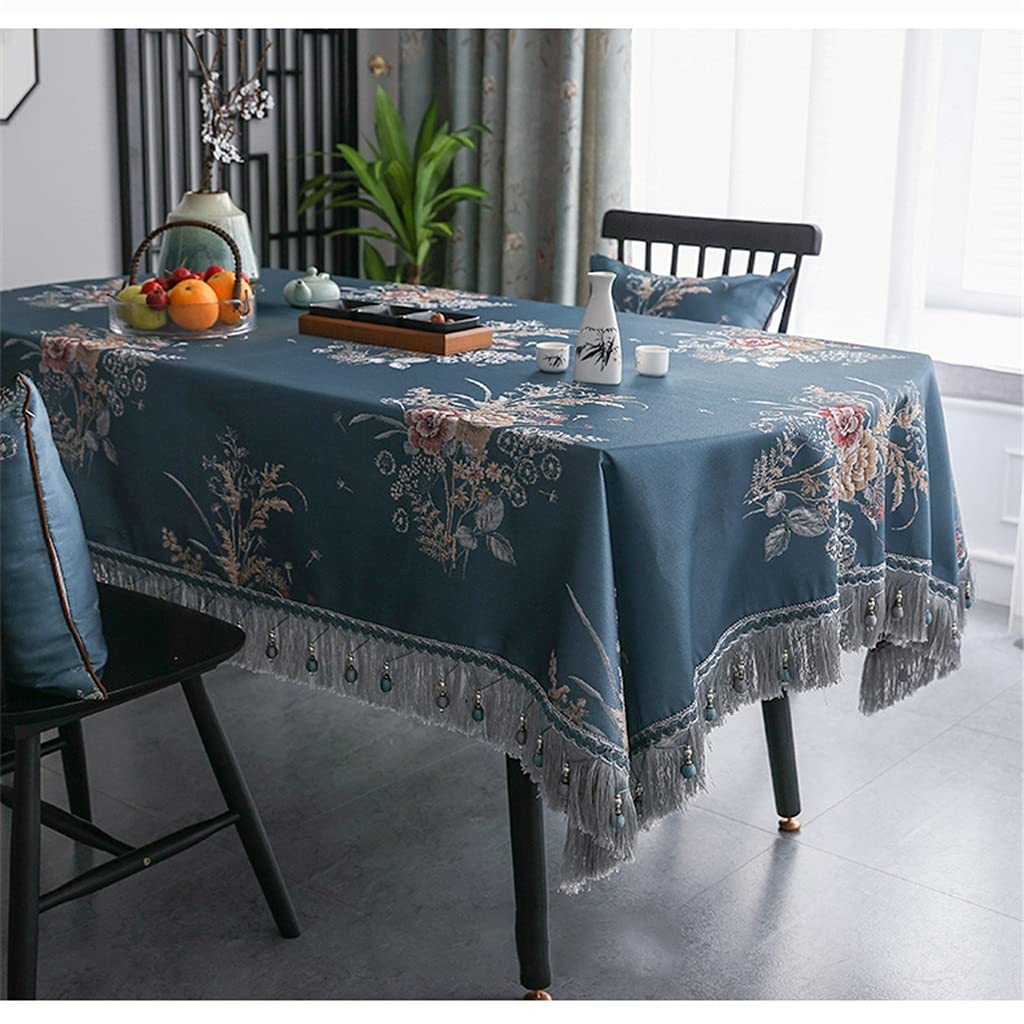 HBJWOV Chinese Long Oval Tablecloth Coffee Table Dining Cover Meeting