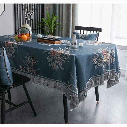 HBJWOV Chinese Long Oval Tablecloth Coffee Table Dining Cover Meeting