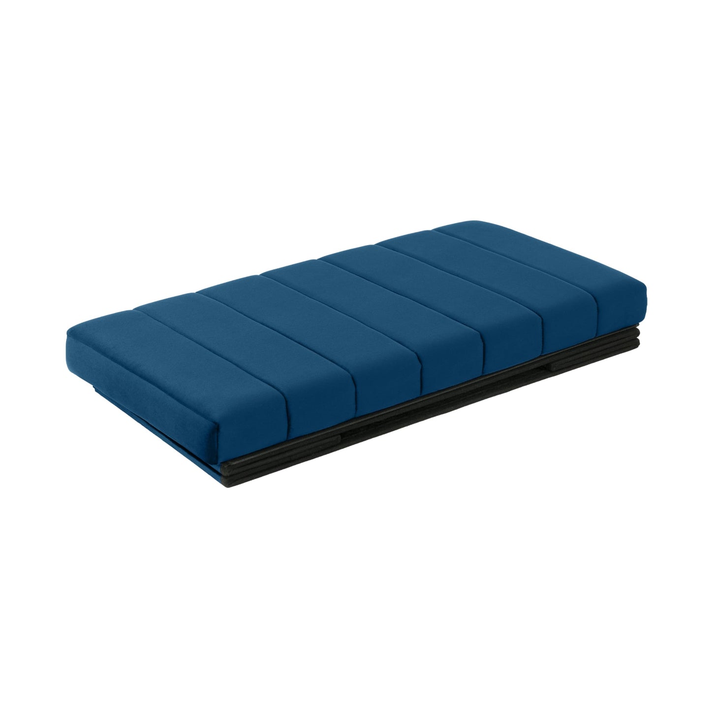 Seville Classics Cushioned Fabric Ottoman Hidden Storage Chest Footrest Chair, Padded Seat for Bedroom, Dorm, Loft, Living Room, Entryway, Hallway, Blue Velvet, 30" Bench