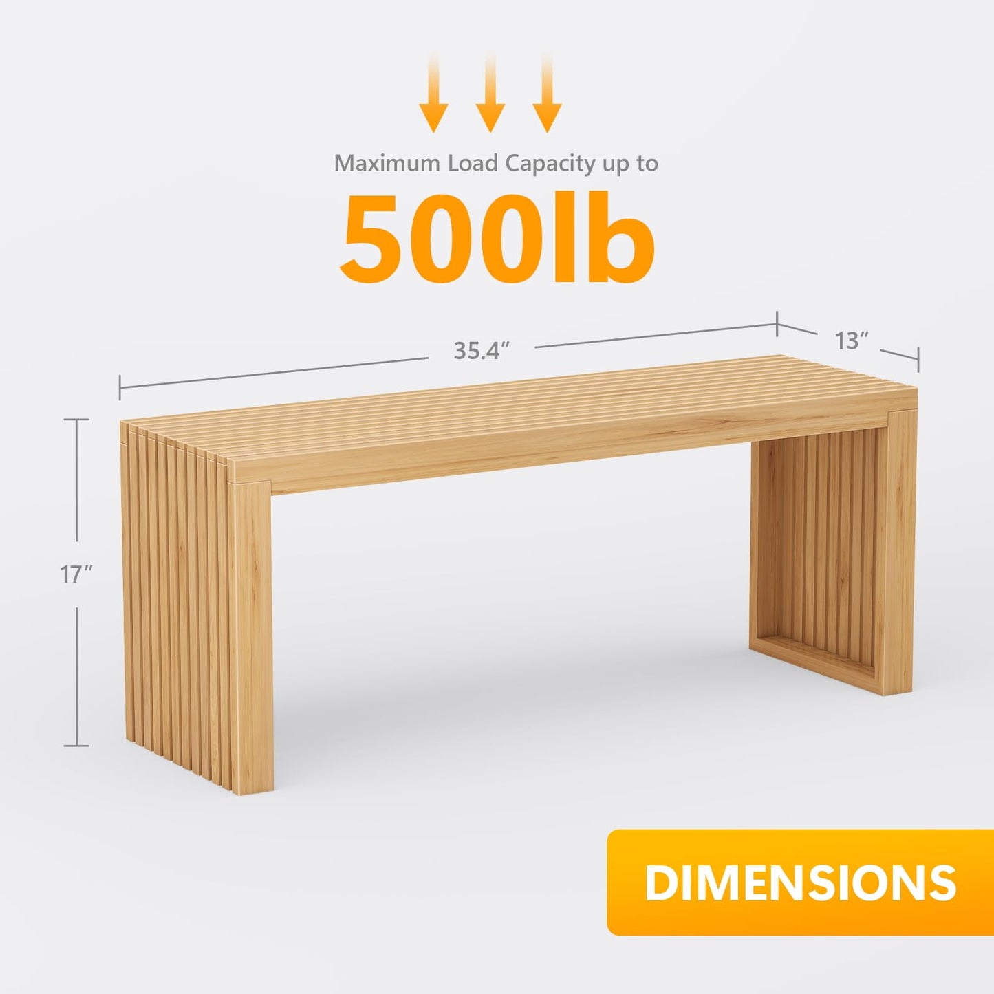 Toolola Bamboo Dining Bench, 35-inch Sleek Design Entryway Shoe Rack Bench, Indoor Kitchen Table Bench, Waterproof Outdoor Bench, Natural